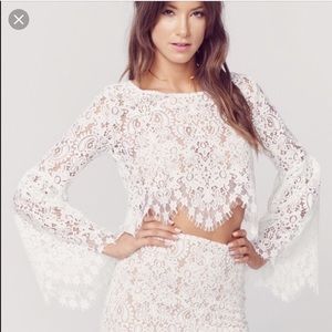 For love and lemons white lace long sleeve top